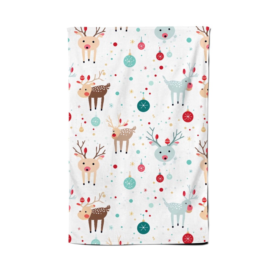 Click to view product details and reviews for Happy Reindeer With Christmas Lights Tea Towel.