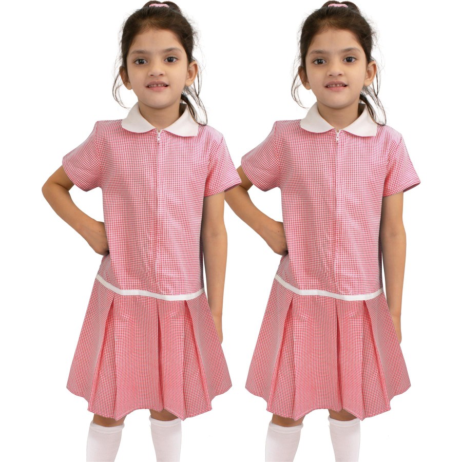 Click to view product details and reviews for Kids Girls 2 Pack Uniform School Zip Up Gingham Dress With Matching Scrunchies 13 14 Years Red.
