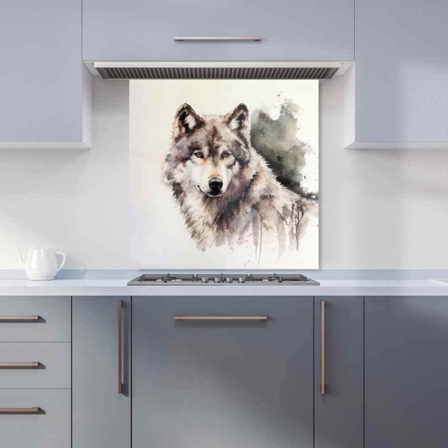 Click to view product details and reviews for Loyal Wolf Watercolour Kitchen Splashback W600mm X H600mm.