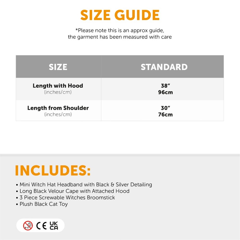 Girls Witch Costue Set with Broom & Cat