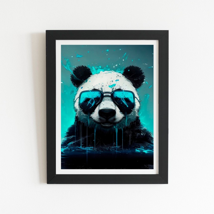 Click to view product details and reviews for Panda With Blue Glasses Splashart Art Prints 8 X 10 Black Frame.