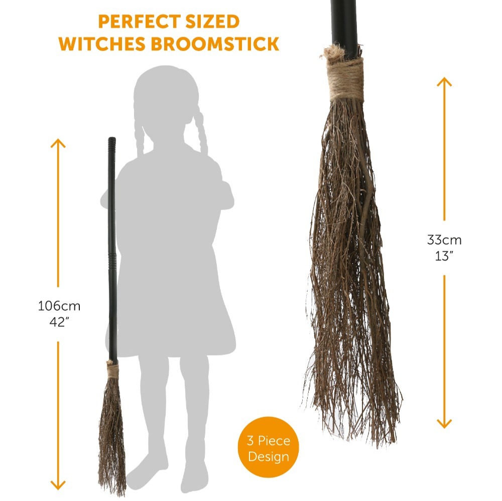 Girls Witch Costue Set with Broom & Cat