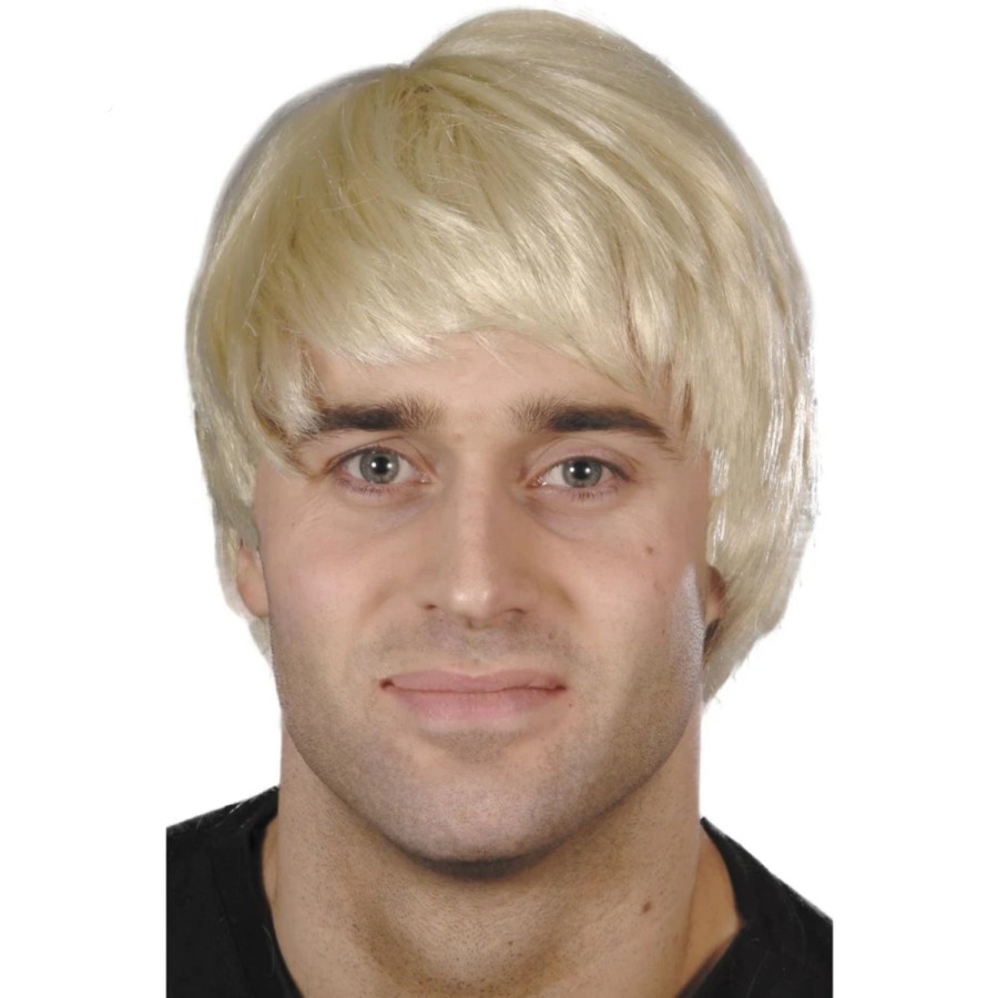 Click to view product details and reviews for Mens 1980s Short Blonde Boy Band Fancy Dress Wig.