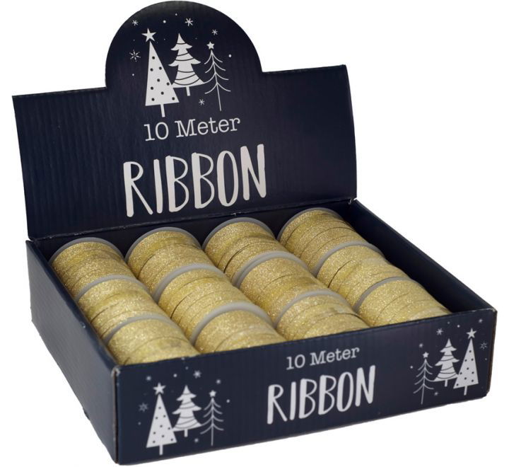 Click to view product details and reviews for 10m Roll Of Gold Glitter Ribbon.