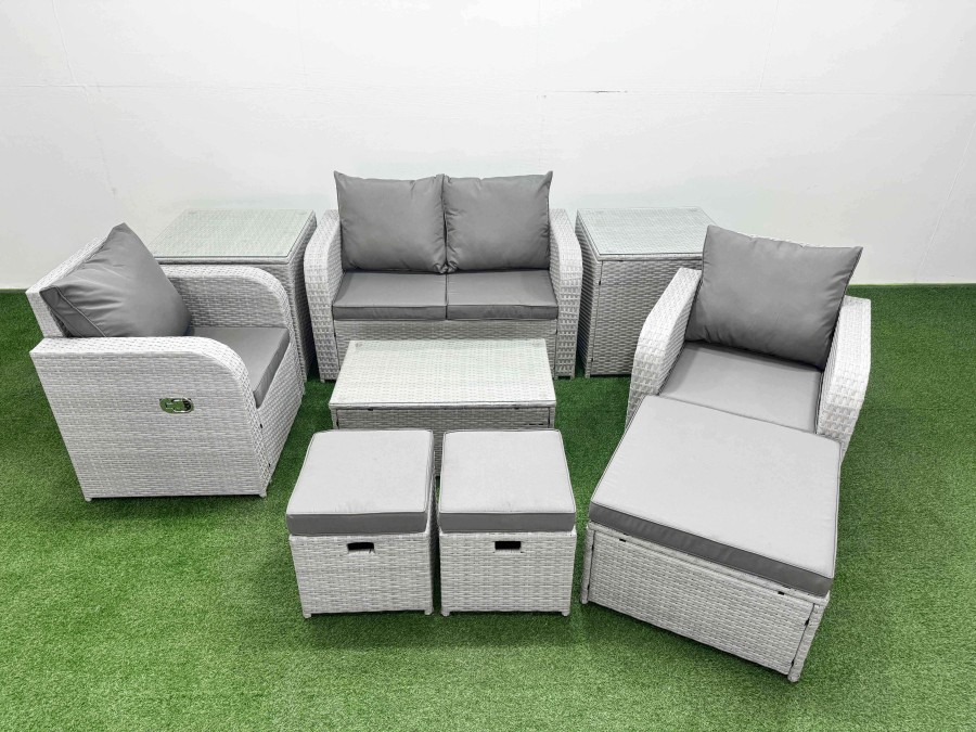 Click to view product details and reviews for Fimous Light Grey Pe Wicker Rattan Garden Furniture Set Sofa Set Reclining Adjustable Chair Rectangular Coffee Table 7 Seater 2 Small Stools 2 Side Ta. Click to view product details and reviews for Fimous Light Grey Pe Wicker Rattan Garden Furniture Set Sofa Set Reclining Adjustable Chair Rectangular Coffee Table 7 Seater 2 Small Stools 2 Side Ta.