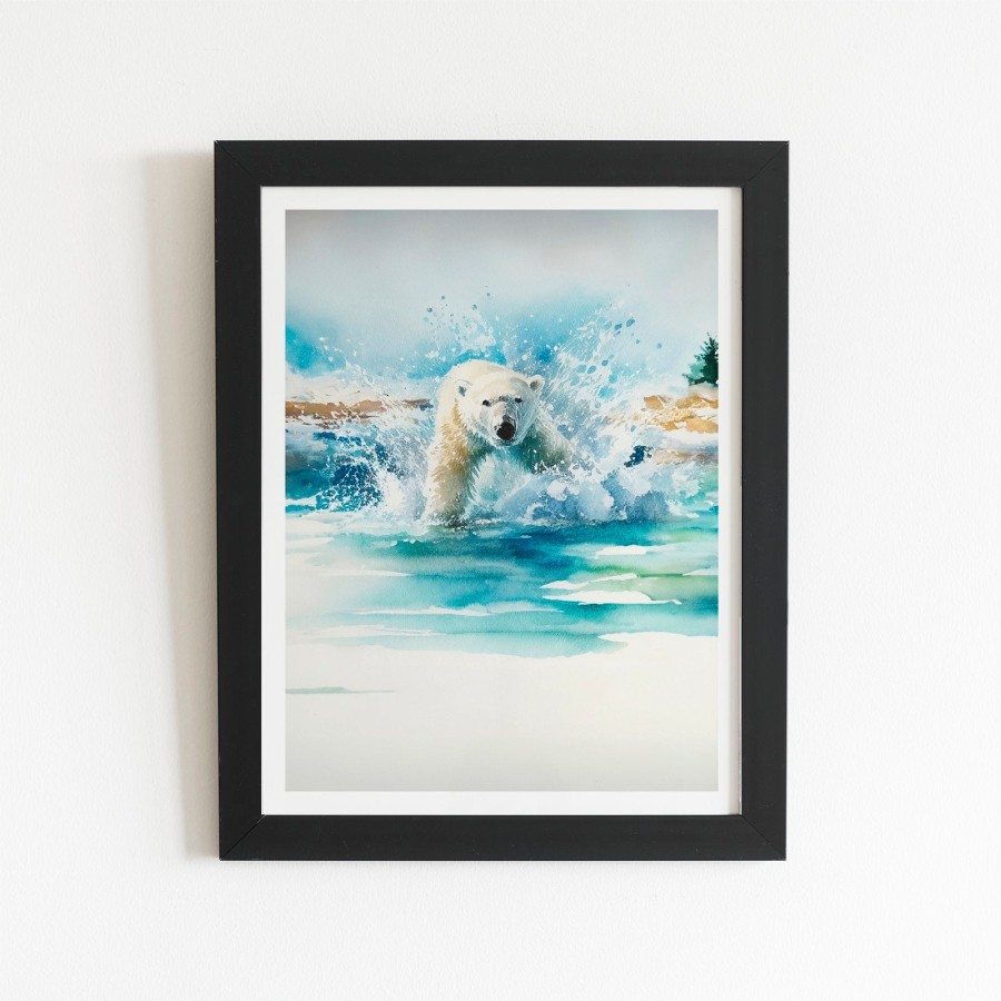 Click to view product details and reviews for Hunting Polar Bear Watercolour Art Prints 8 X 10 Black Frame.