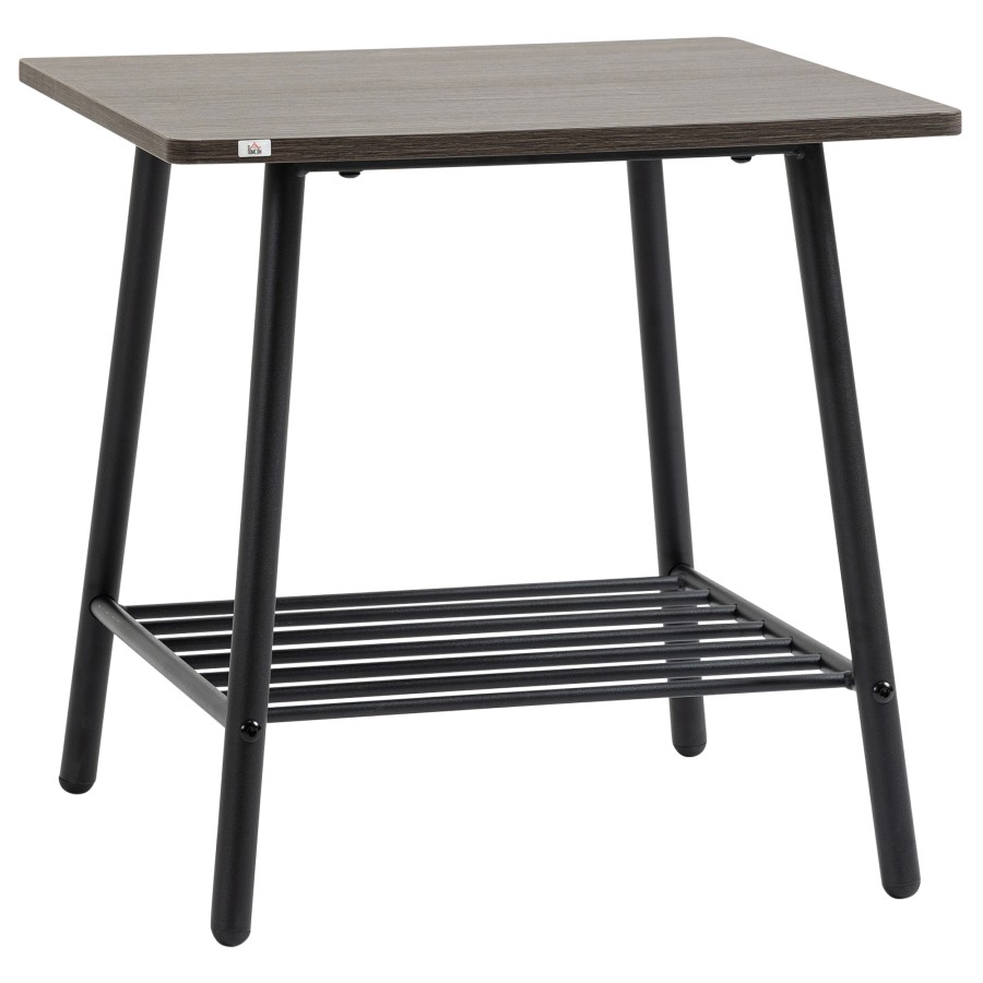Click to view product details and reviews for Homcom Sofa Side Table End Table With 2 Tier Storage Shelf And Metal Frame.