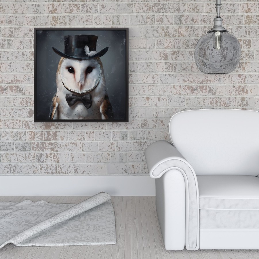 Click to view product details and reviews for Owl In A Top Hat Framed Canvas 16 X 16 Black.