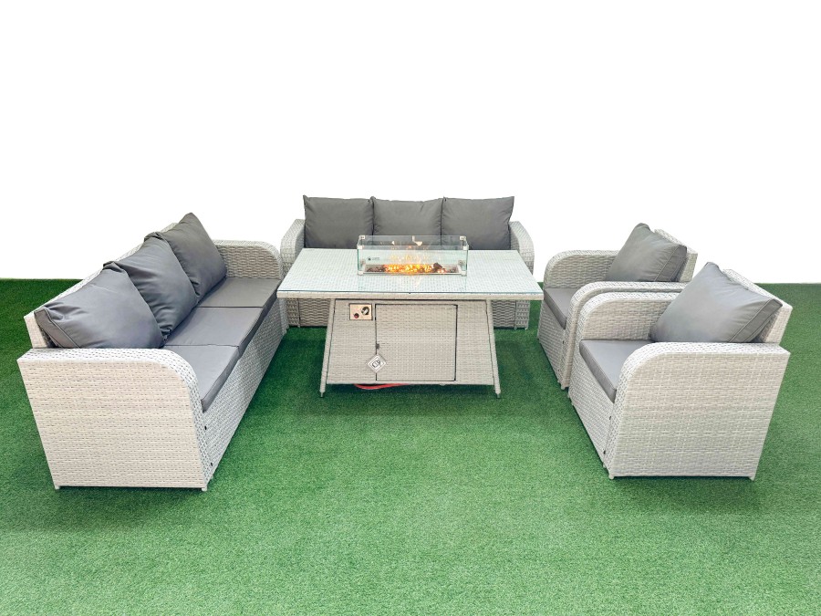 Click to view product details and reviews for Fimous Pe Rattan High Back Lounge Sofa Set Patio Firepit Dining Table Chairs Set With 3 Seater Sofa Reclining Chair Light Grey. Click to view product details and reviews for Fimous Pe Rattan High Back Lounge Sofa Set Patio Firepit Dining Table Chairs Set With 3 Seater Sofa Reclining Chair Light Grey.