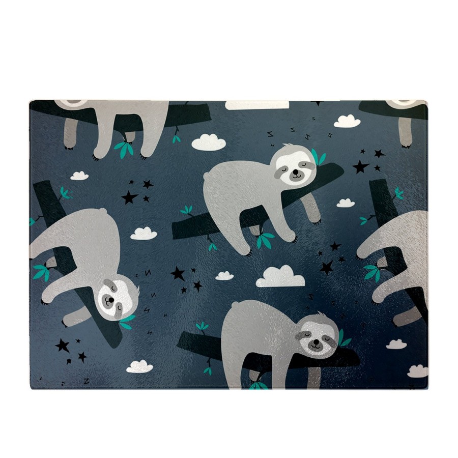 Click to view product details and reviews for Sleeping Sloth Pattern Glass Chopping Board.