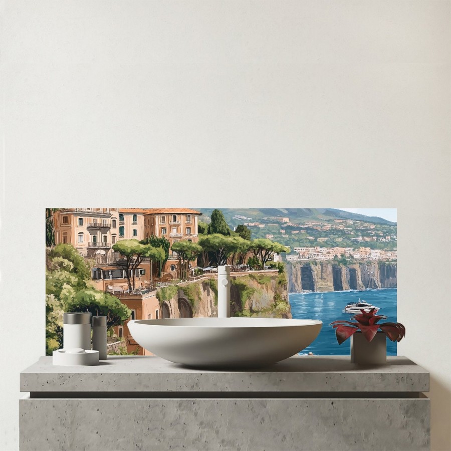 Click to view product details and reviews for Sorrento Cliffs Glass Bathroom Splashback.
