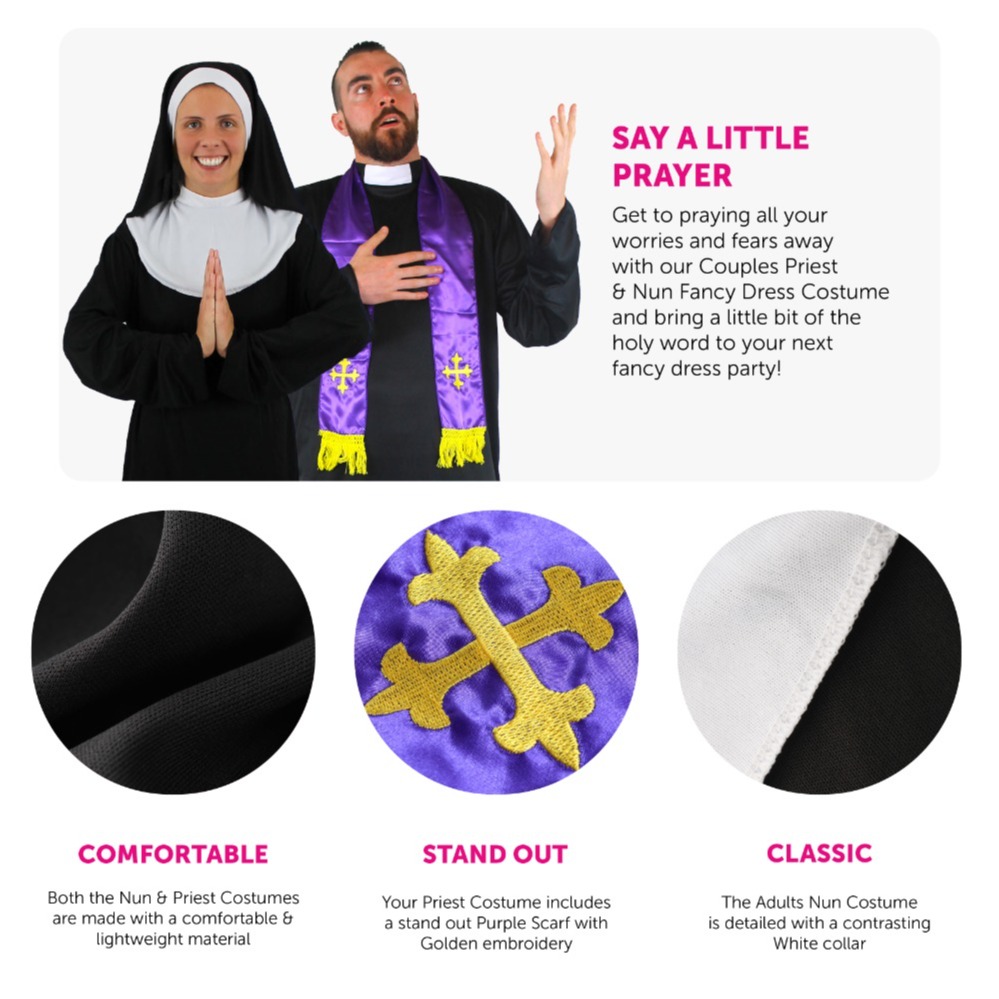 Adults Priest & Nun Couples Costume