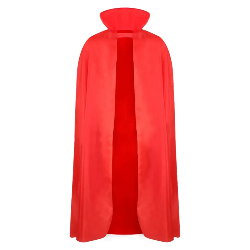 Adults Red Devil Costume | 4 Pcs | Cape, Headband, Fork & Face Paint
