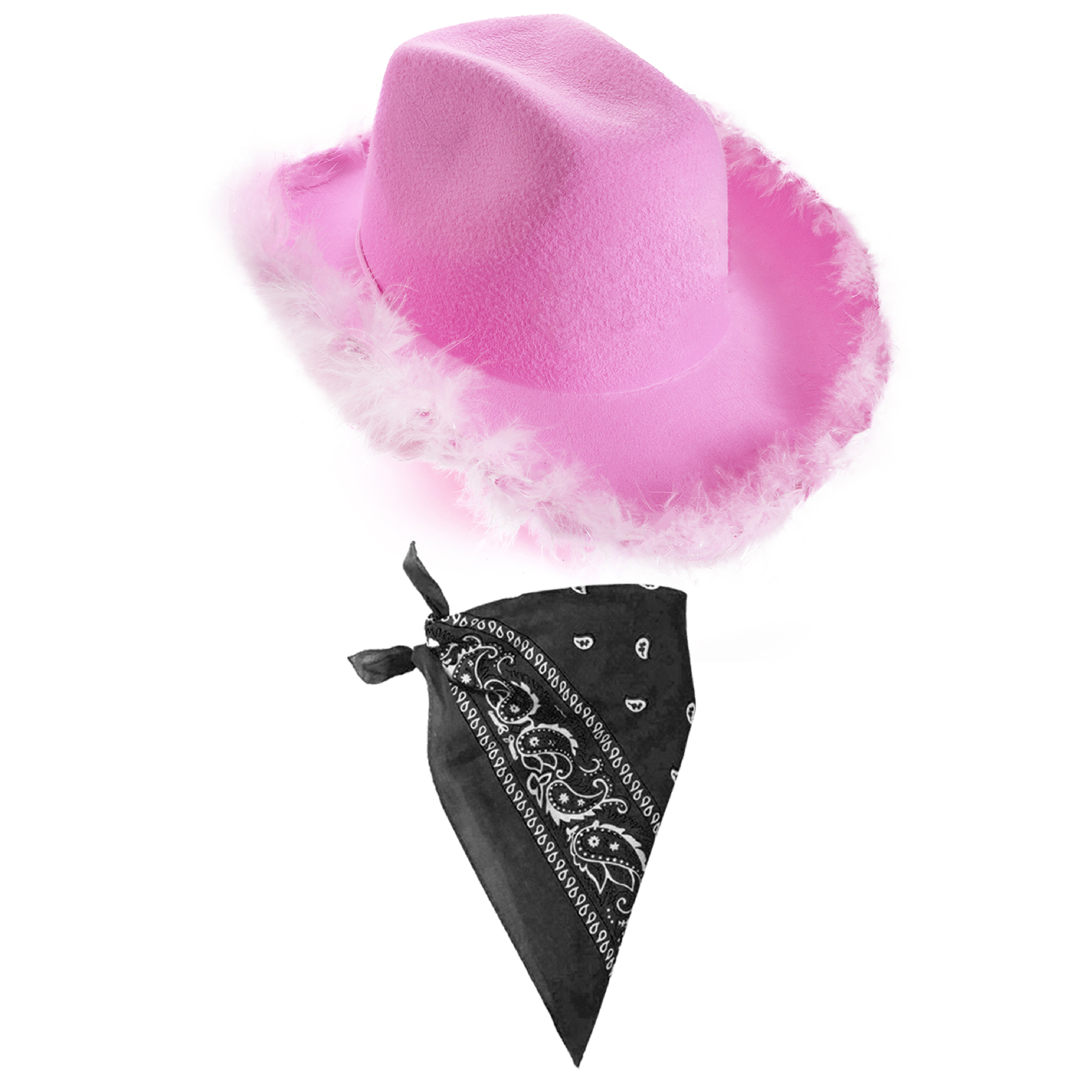 Click to view product details and reviews for Lilac Pink Cowboy Hat Black Bandana Pack Of 1.