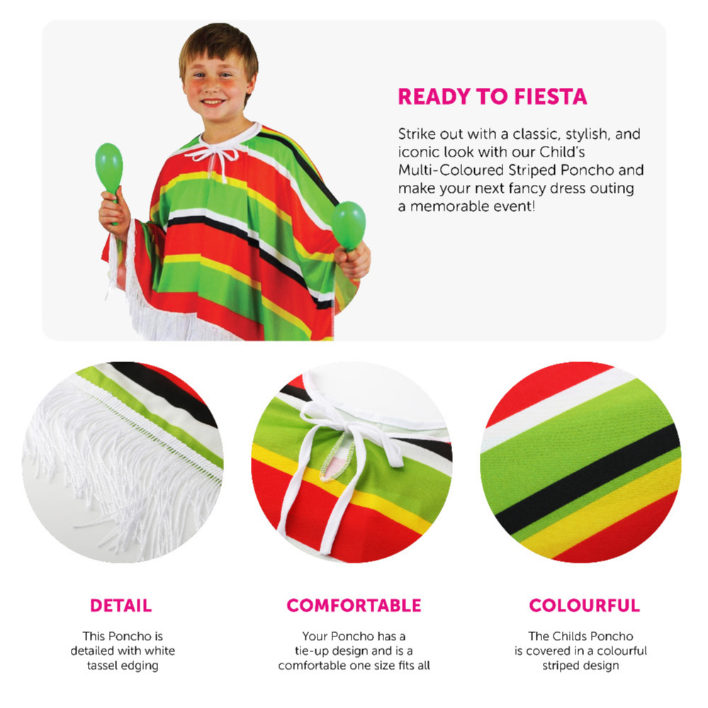Childs Multicolour Mexican Poncho