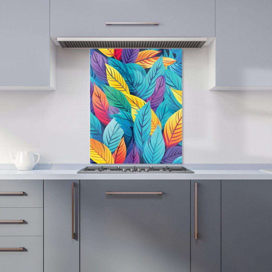 Click to view product details and reviews for Bright Colourful Leaves Kitchen Splashback W600mm X H750mm.