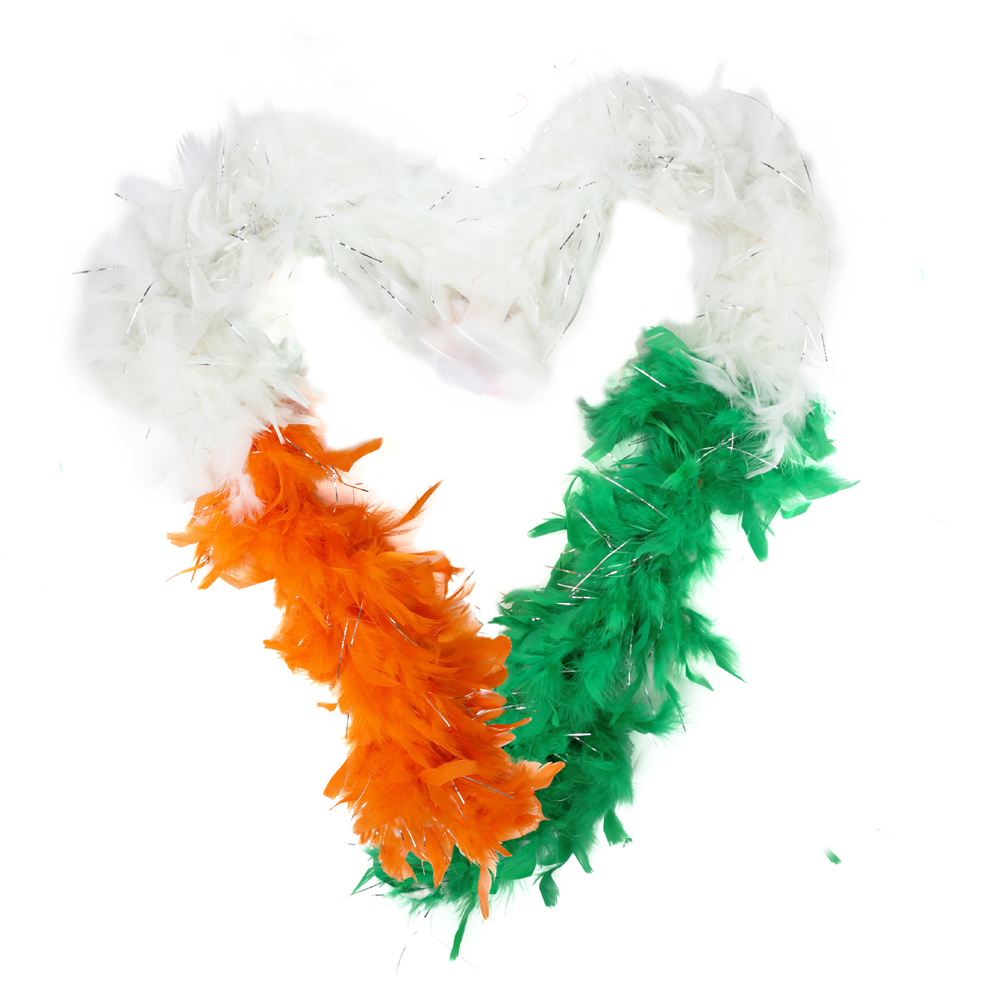 Click to view product details and reviews for Green White Orange Irish Feather Boa Pack Of 1.
