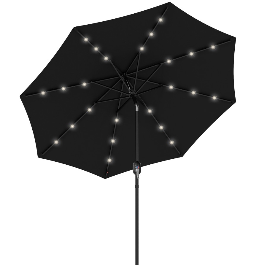 Click to view product details and reviews for Outsunny 27m Patio Garden Umbrella Outdoor Parasol With Tilt Crank And 24 Leds Lights Black.