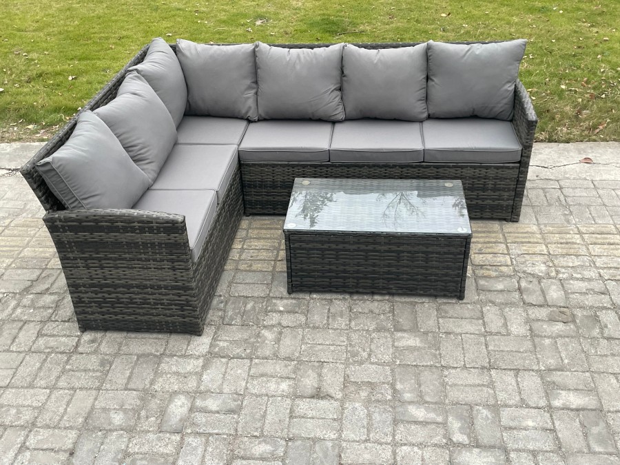 Click to view product details and reviews for Fimous Rattan Lounge Corner Sofa Set Wicker Pe Outdoor Garden Furniture Set With Rectangular Coffee Table Dark Grey Mixed. Click to view product details and reviews for Fimous Rattan Lounge Corner Sofa Set Wicker Pe Outdoor Garden Furniture Set With Rectangular Coffee Table Dark Grey Mixed.