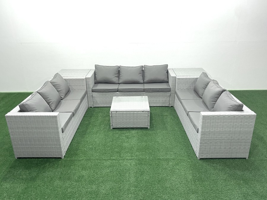 Click to view product details and reviews for Fimous Rattan Garden Outdoor Furniture Set 9 Seater Rattan Garden Sofa Set With 2 Side Tables Light Grey Mixed. Click to view product details and reviews for Fimous Rattan Garden Outdoor Furniture Set 9 Seater Rattan Garden Sofa Set With 2 Side Tables Light Grey Mixed.