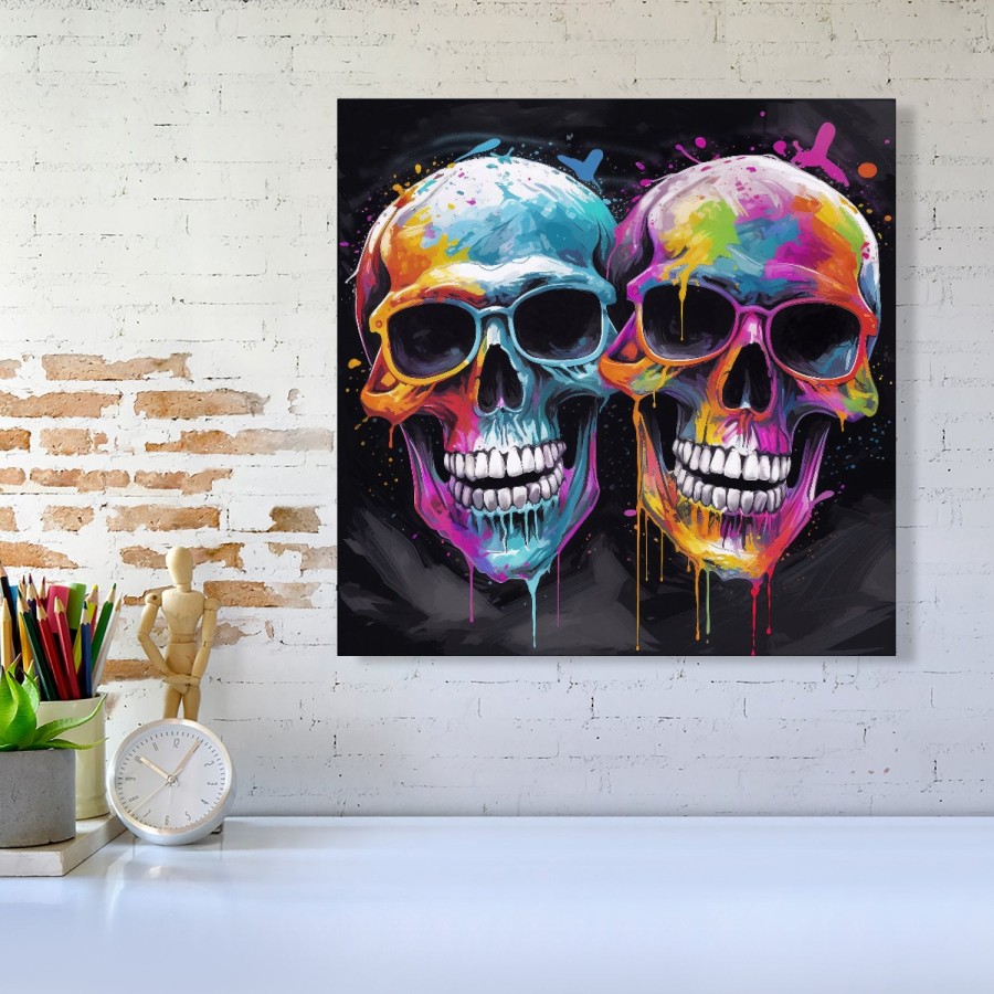 Click to view product details and reviews for Splashart Happy Skeletons In Glasses Canvas Medium 16 X 16.