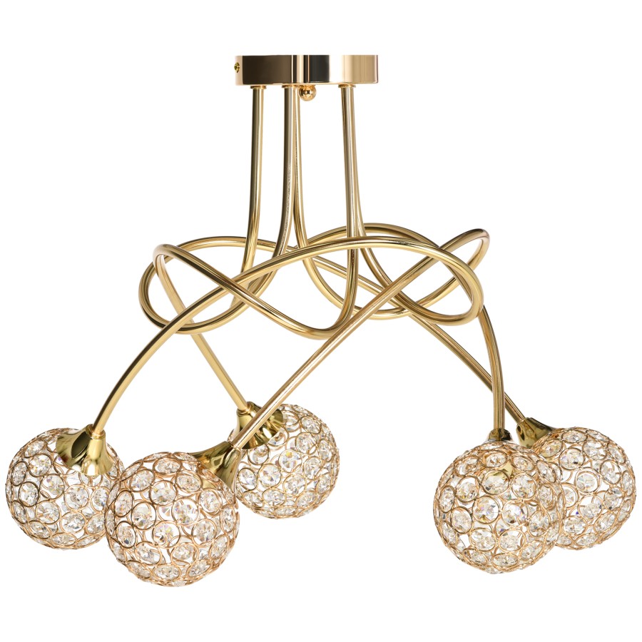 Click to view product details and reviews for Homcom Chandelier Ceiling Light Pendant Light With 5 Globe Lampshades Gold.