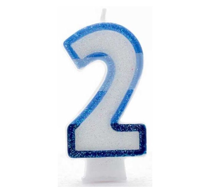Click to view product details and reviews for Blue Coloured Number 2 Candle.