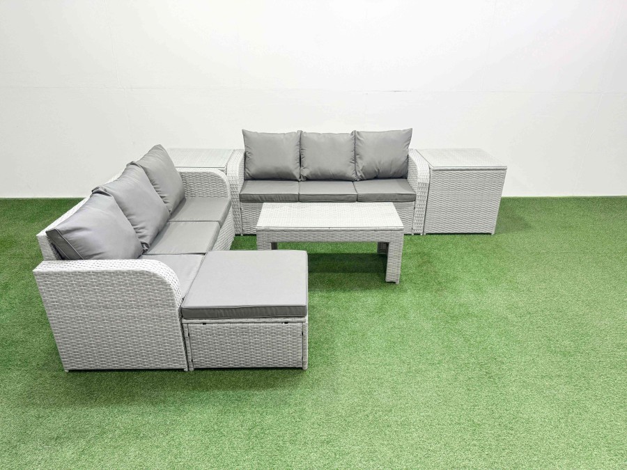 Click to view product details and reviews for Fimous Outdoor Garden Furniture Sets 7 Seater Wicker Rattan Furniture Sofa Sets With Oblong Coffee Table High Back Lounge Sofa Big Footstool 2 Side Ta. Click to view product details and reviews for Fimous Outdoor Garden Furniture Sets 7 Seater Wicker Rattan Furniture Sofa Sets With Oblong Coffee Table High Back Lounge Sofa Big Footstool 2 Side Ta.