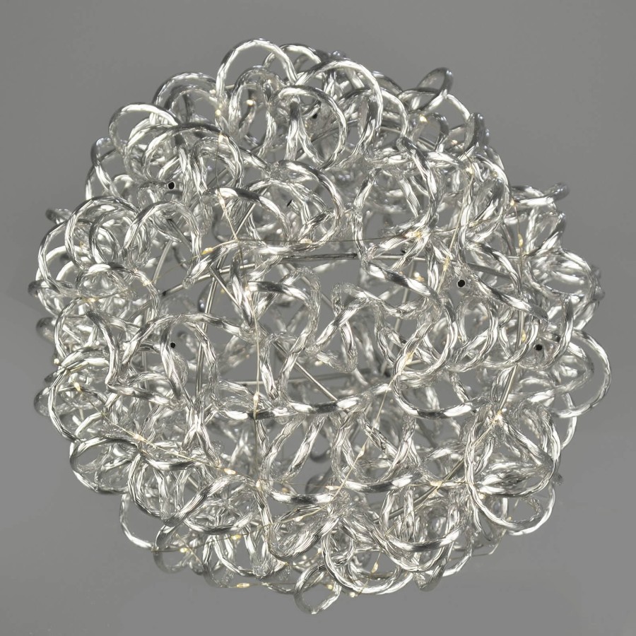 Mr Crimbo 30cm Pre-Lit Silver Hanging Christmas Ball Aluminium 100 LED