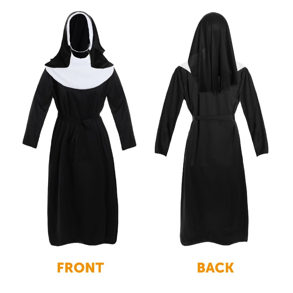 Adults Nun Demon Costume with Cross Necklace