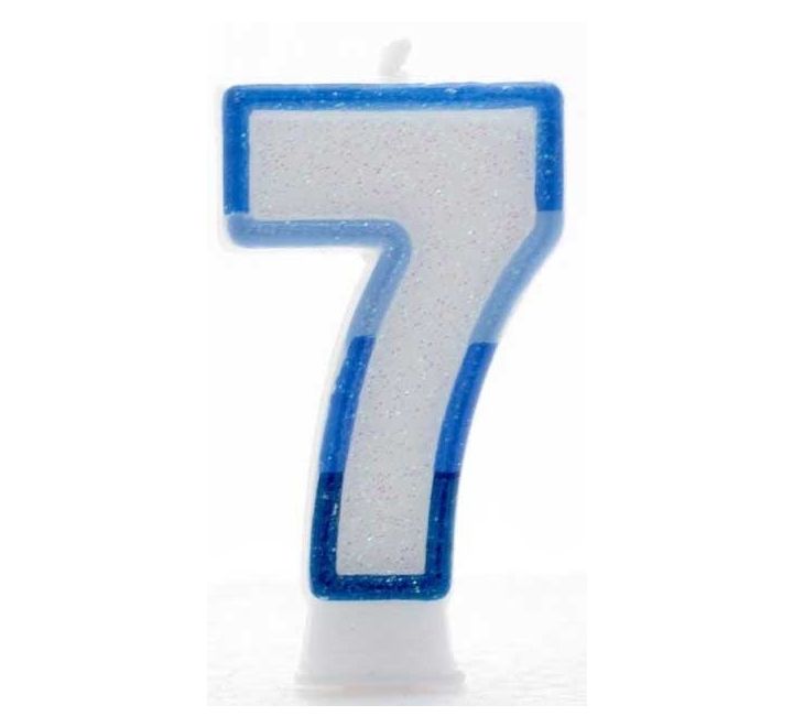 Click to view product details and reviews for Blue Coloured Number 7 Candle.