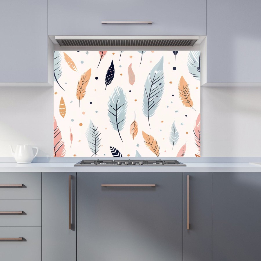 Click to view product details and reviews for Pastel Feather Pattern Kitchen Splashback W595mm X H745mm.
