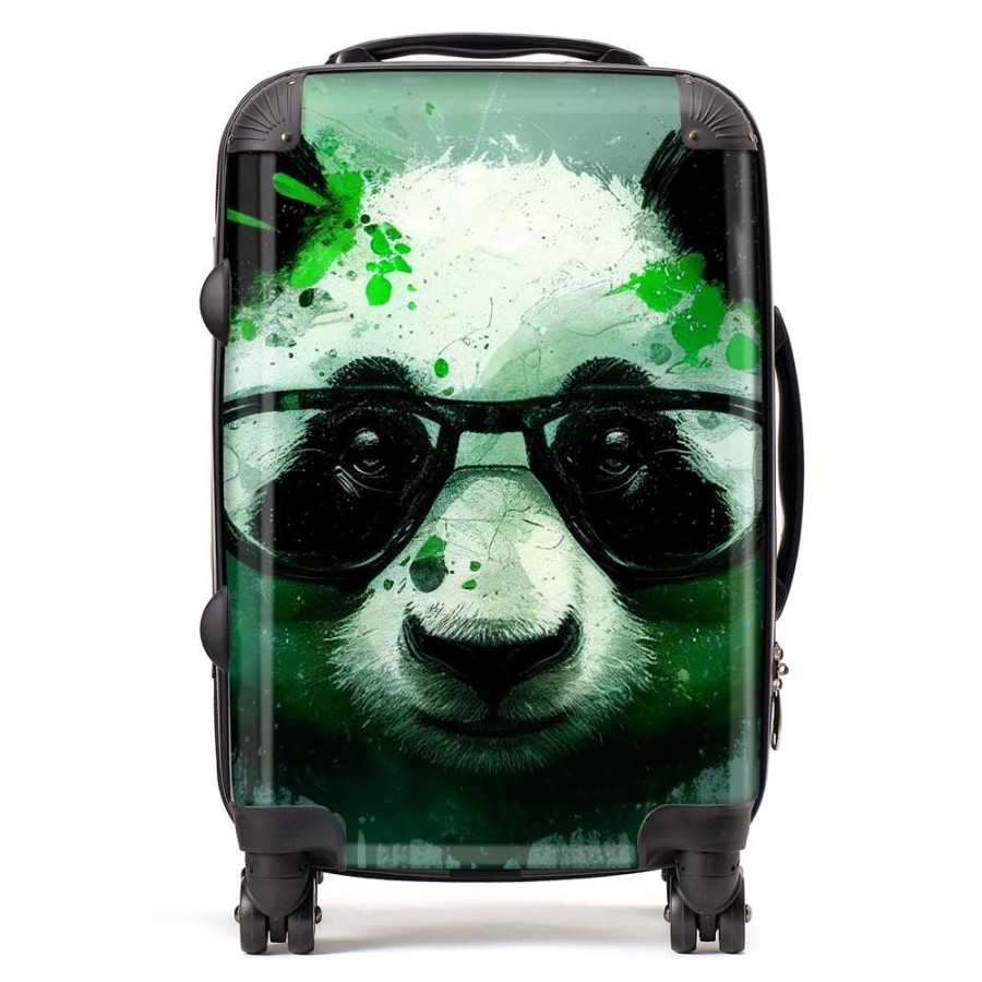 Click to view product details and reviews for Panda With Glasses Green Splashart Suitcase Cabin.