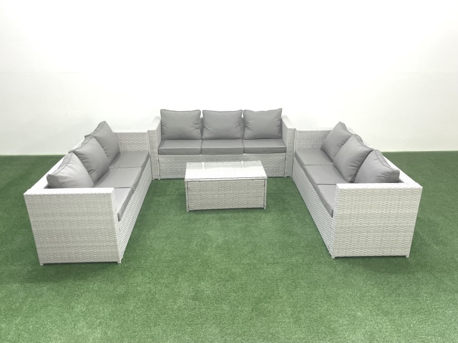 Click to view product details and reviews for Fimous Rattan Garden Outdoor Furniture Set 9 Seater Garden Sofa Coffee Table Set Light Grey Mixed.