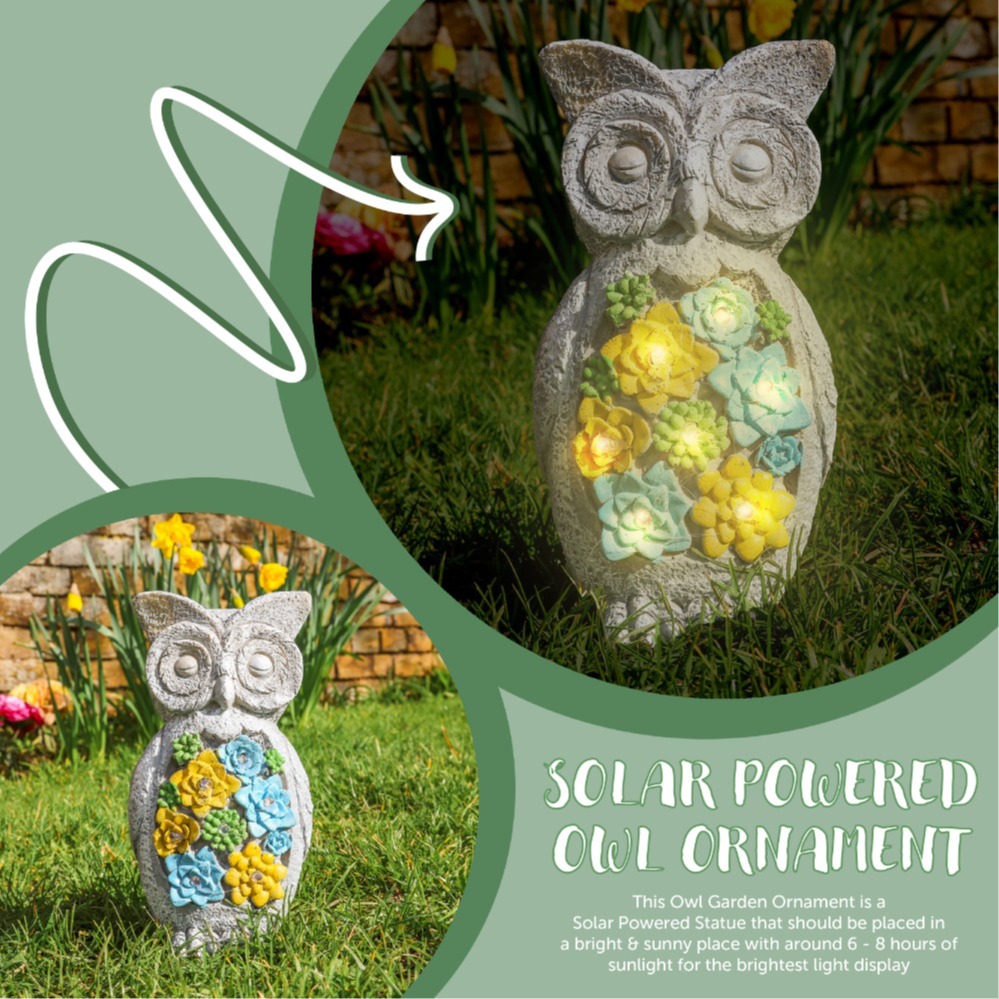 Solar Owl Statue (23x13x9cm)