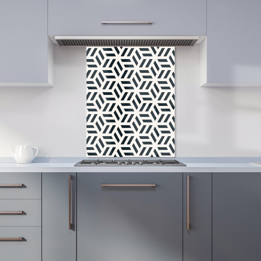 Click to view product details and reviews for Geometric Monochrome Hexagonal Pattern Kitchen Splashback W600mm X H750mm.