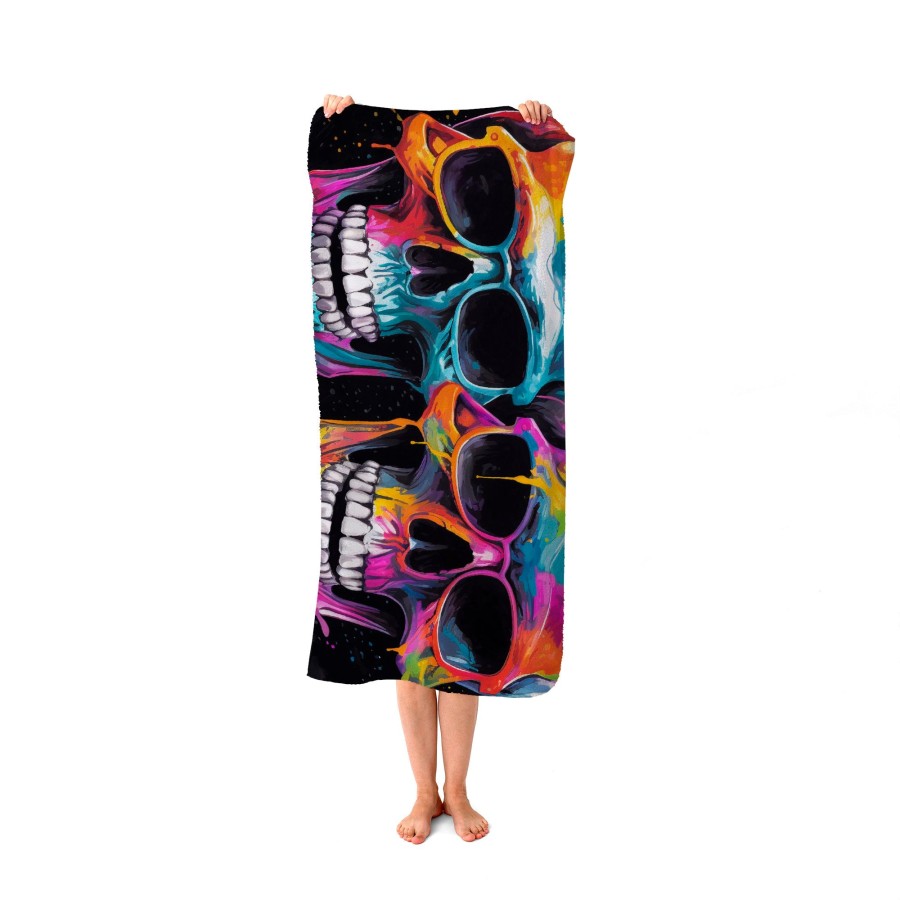 Click to view product details and reviews for Splashart Happy Skeletons In Glasses Beach Towel.