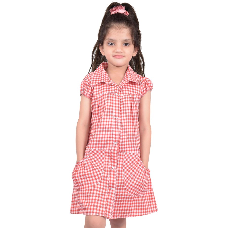 Click to view product details and reviews for Kids Girls Gingham School Dress Check Printed Dresses With Matching Scrunchies 11 12 Years Red.