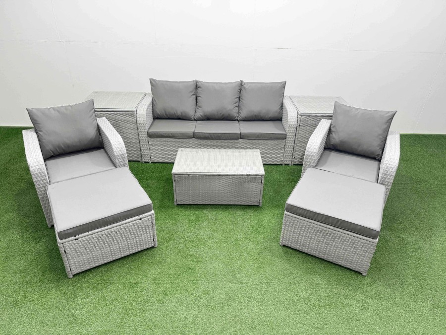 Click to view product details and reviews for Fimous Pe Rattan Garden Furniture Set Reclining Chair Sofa Lounge Sofa Set Oblong Coffee Table 2 Side Table 2 Big Footstool Light Grey. Click to view product details and reviews for Fimous Pe Rattan Garden Furniture Set Reclining Chair Sofa Lounge Sofa Set Oblong Coffee Table 2 Side Table 2 Big Footstool Light Grey.