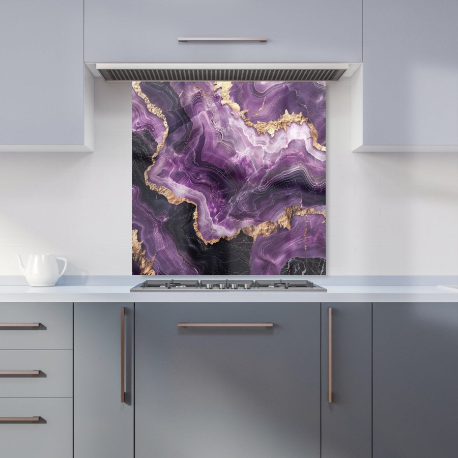 Click to view product details and reviews for Deep Purple Marble Effect Kitchen Splashback W600mm X H600mm.