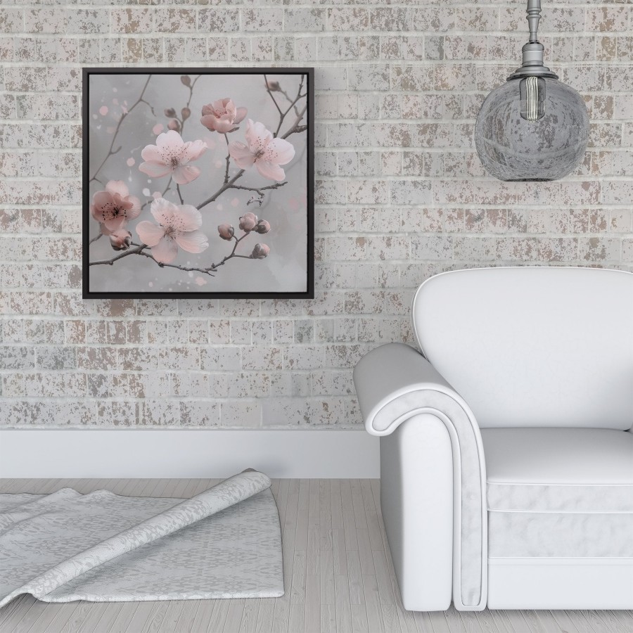 Click to view product details and reviews for Delicate Spring Blossom Framed Canvas 16 X 16 Black.