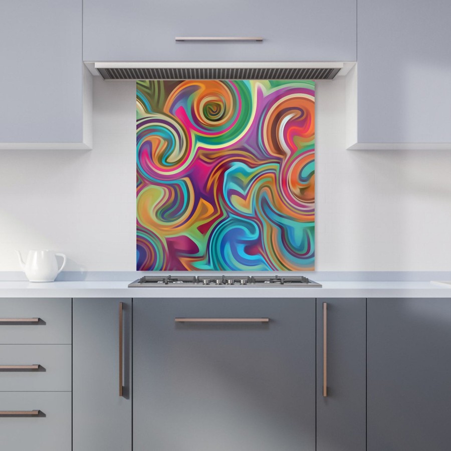 Click to view product details and reviews for Colourful Wave Pattern Kitchen Splashback W700mm X H650mm.