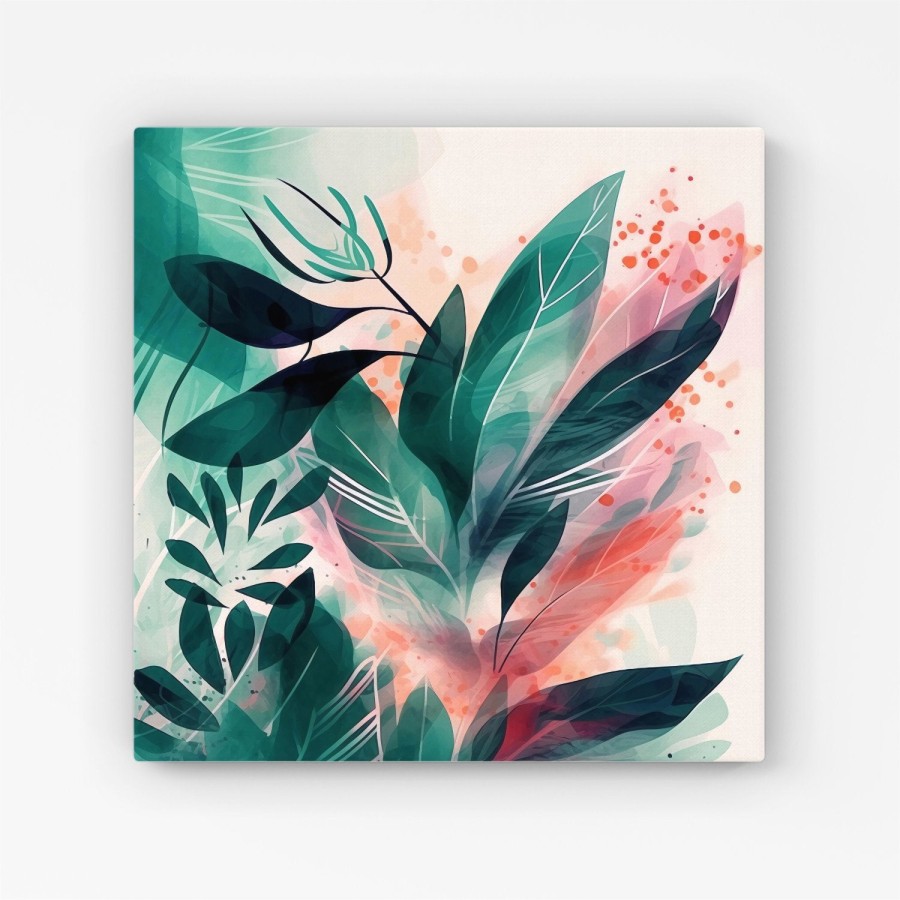 Green Feather leaves Tropical Canvas