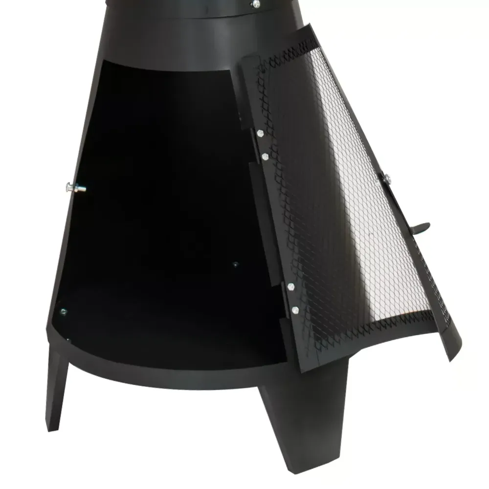 thumbnail image 2 of Esschert Design Modern Metal Chiminea - Black Outdoor Fireplace For Patio & Garden 2 of 6