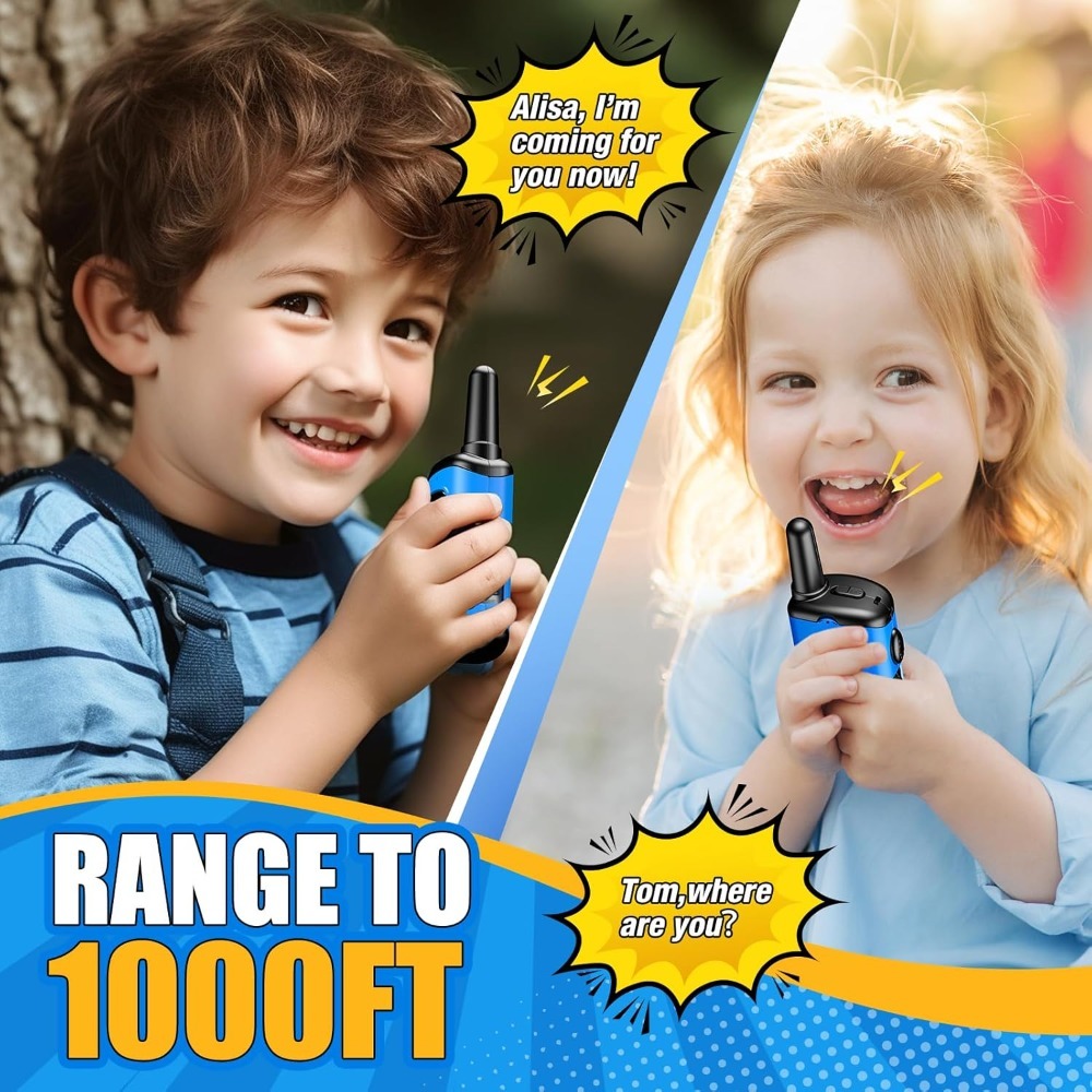Blue Kids Walkie Talkies - Outdoor Adventure Toys for Ages 3-8, Lightweight