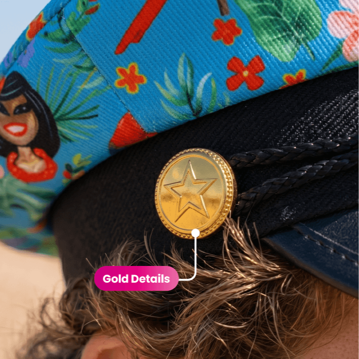 Blue Hawaiian Print Hat