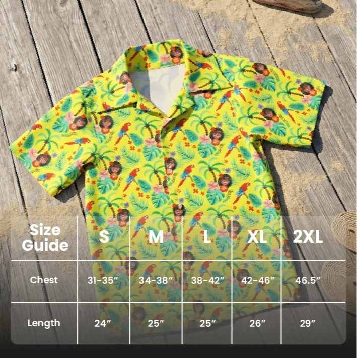 Adults Hawaiian Costume | 2 Pcs | Unisex Yellow Hawaiian Print Shirt & Sailor Hat