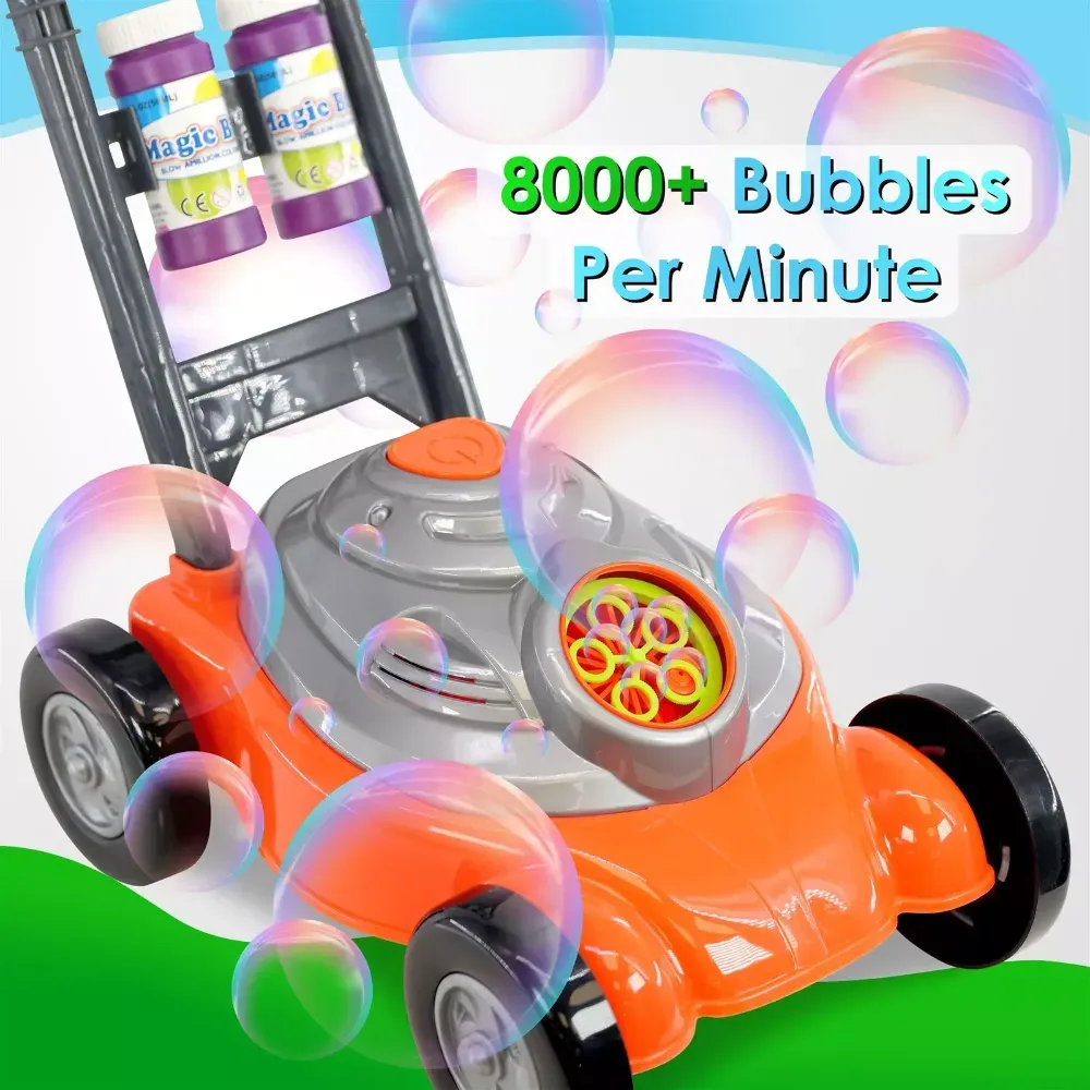 Push Bubble Mower Toy for Kids with Bubble Machine & 2 Bottles