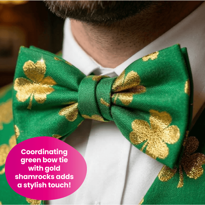 Irish Green Waistcoat & Shamrock Bow Tie