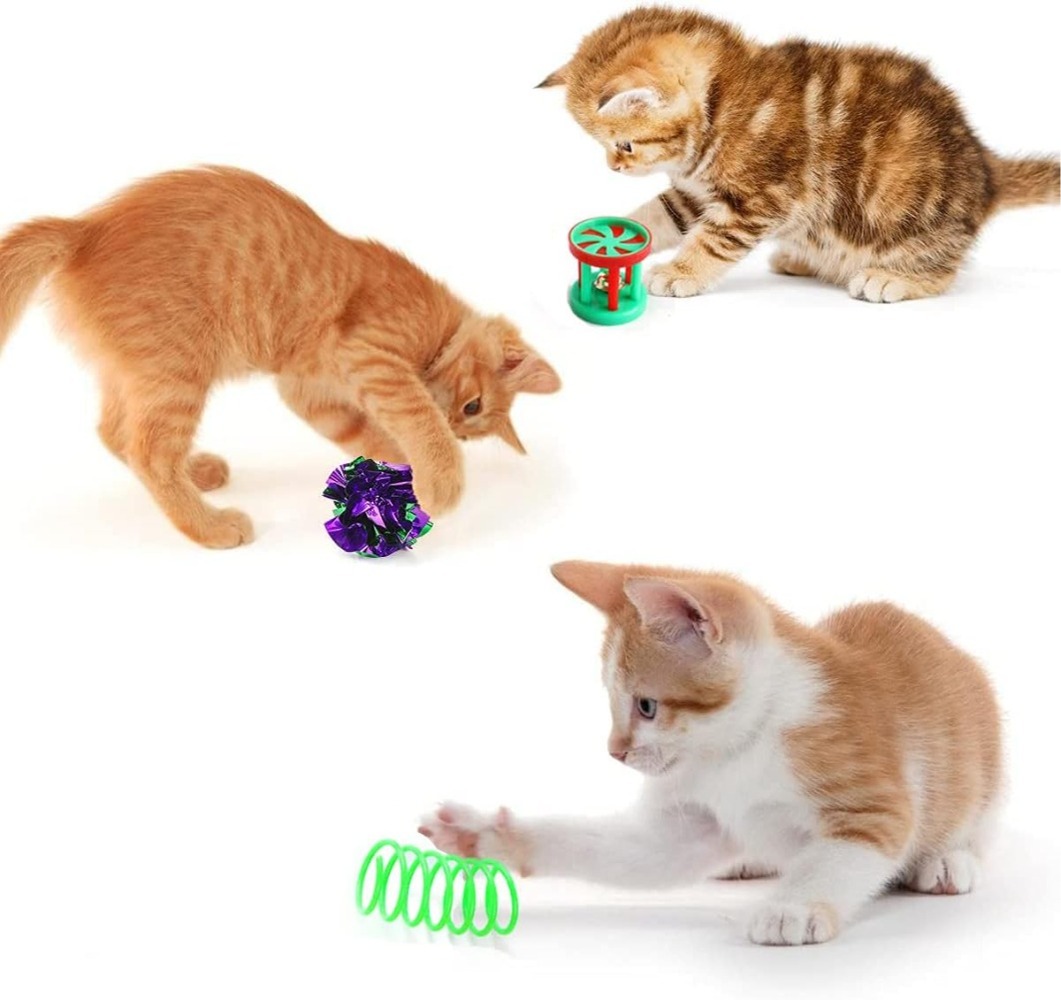 20 PCS Cat Toys Set with Tunnel, Feather Wand, Balls & Mice